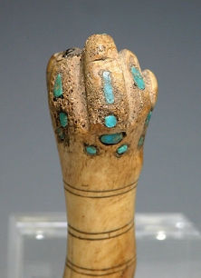 Moche Bone Fist, Turquoise Inlay